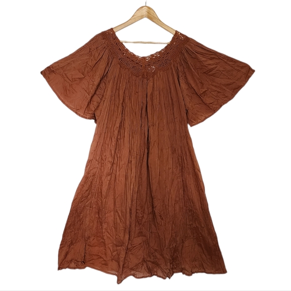 Dresses & Skirts - 4 for $28 Vintage Brown hippie embroidered house dress